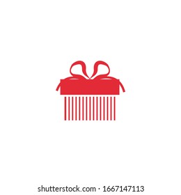The icon of the gift. Icon for a holiday. Red on a white background.