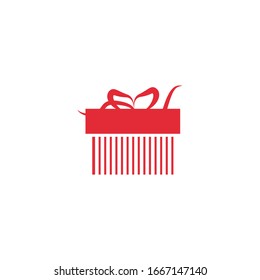 The icon of the gift. Icon for a holiday. Red on a white background.