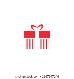 The icon of the gift. Icon for a holiday. Red on a white background.