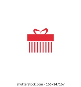The icon of the gift. Icon for a holiday. Red on a white background.