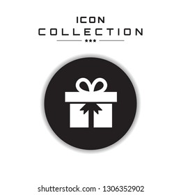 Icon of gift, package, surprise isolated on a black 