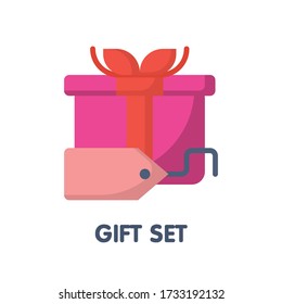Icon Gift set online flat style icon design  illustration on white background eps.10