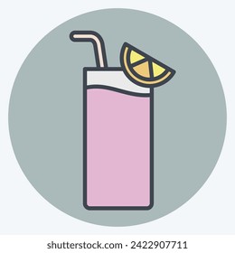 Icon Gin Fizz. related to Cocktails,Drink symbol. color mate style. simple design editable. simple illustration