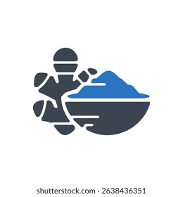 Icon of ginger root in a bowl.