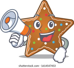 An icon of gingerbread star having a megaphone
