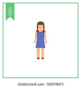 Icon of girl with braids wearing blue dress