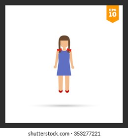 Icon of girl with braids wearing blue dress