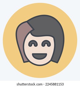 Icon Girl Friend. related to Valentine's Day symbol. color mate style. simple design editable. simple illustration