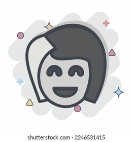 Icon Girl Friend. related to Valentine's Day symbol. Comic Style. simple design editable. simple illustration