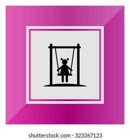 Icon of girl silhouette sitting on swing