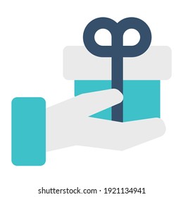 regalo de iconos con estilo plano y color azul dominar