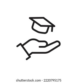 icon giving scholarship, symbol of education support, education donation, free scholarship.