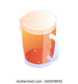 Icon of a glass of beer in isometric. A colorful glass of beer.