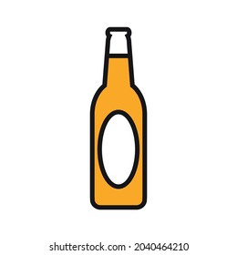 The icon is a glass bottle with beer. Oktoberfest celebration. Beer is a hoppy alcoholic drink made from wheat and malt. Vector illustration isolated on a white background for design and web.