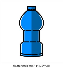 Icon Glass Bottle blue, flat style isolated white background