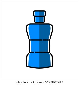 Icon Glass Bottle blue, flat style isolated white background