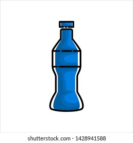 Icon Glass Bottle blue, flat style isolated white background