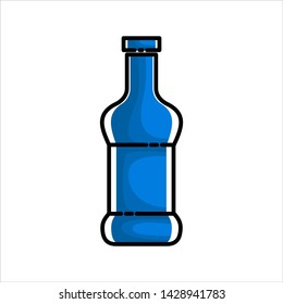 Icon Glass Bottle blue, flat style isolated white background