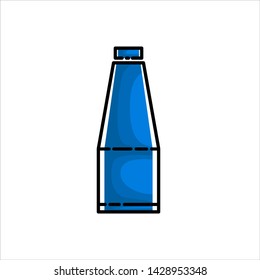 Icon Glass Bottle blue, flat style isolated white background