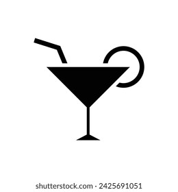 Icon of a glass of drink with a straw and a lime slice. Eps 10.