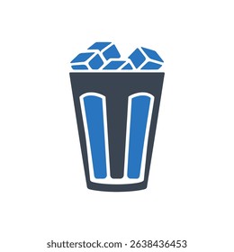 Icon of a glass filled with ice cubes.