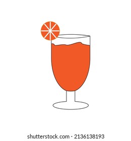 icon of a glass filled with orange juice on a white background