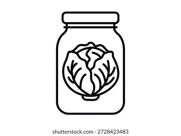 Icon of a glass jar with fermented cabbage or sauerkraut inside
