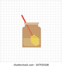 Icon of glass jar half-full with honey and honey dipper inside