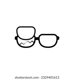 Icon of glasses with a cracked broken lens. Glasses repair. 