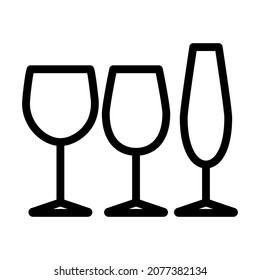 Icon Of Glasses Set. Editable Bold Outline With Color Fill Design. Vector Illustration.