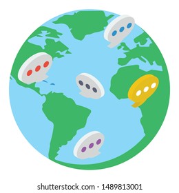 Icon of global communication isometric design.