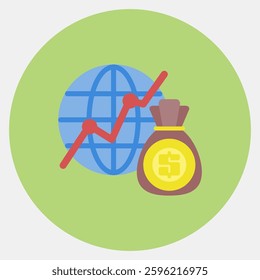 Icon global economic. Economy elements. Icon in color mate style.