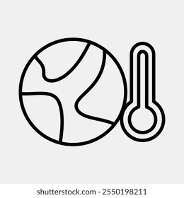 Icon global temperature rise. Global warming elements. Icon in line style.