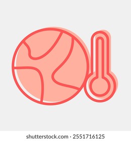 Icon global temperature rise. Global warming elements. Icon in two tone style.