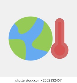 Icon global temperature rise. Global warming elements. Icon in flat style.