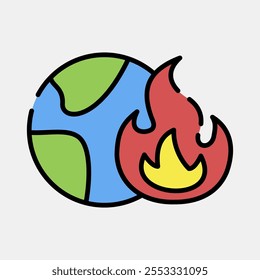 Icon global warming. Global warming elements. Icon in filled line style.