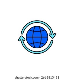 Ícone de uma globalização, isolado contra um fundo limpo.
