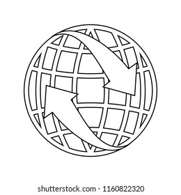 Icon of Globe with arrows. Thin line design. Vector illustration.