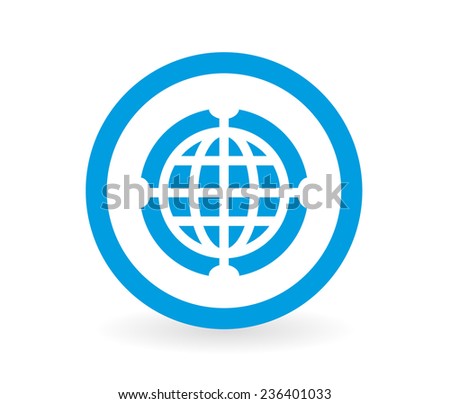 Icon of a globe in blue and white - Abstract vector image easy to change color.