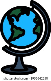 Icon Of Globe. Editable Bold Outline With Color Fill Design. Vector Illustration.