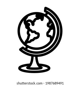 Icon Of Globe. Editable Bold Outline Design. Vector Illustration.