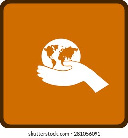 icon of globe in the hand
