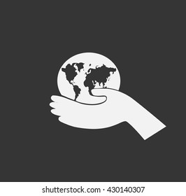 icon of globe in the hand