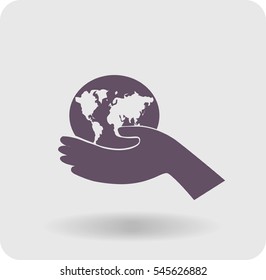 icon of globe in the hand