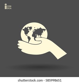 icon of globe in the hand