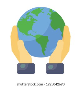 
Icon of a globe in human hands depicting save earth