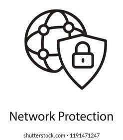 Icon of a globe with a lock sign depicting network protection