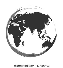 Icon of a globe made from brush