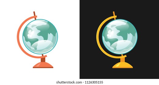 Icon of Globe. Model of Earth. Symbol of Geography and Education. Vector.