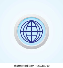 Icon of globe on Button. Eps-10.